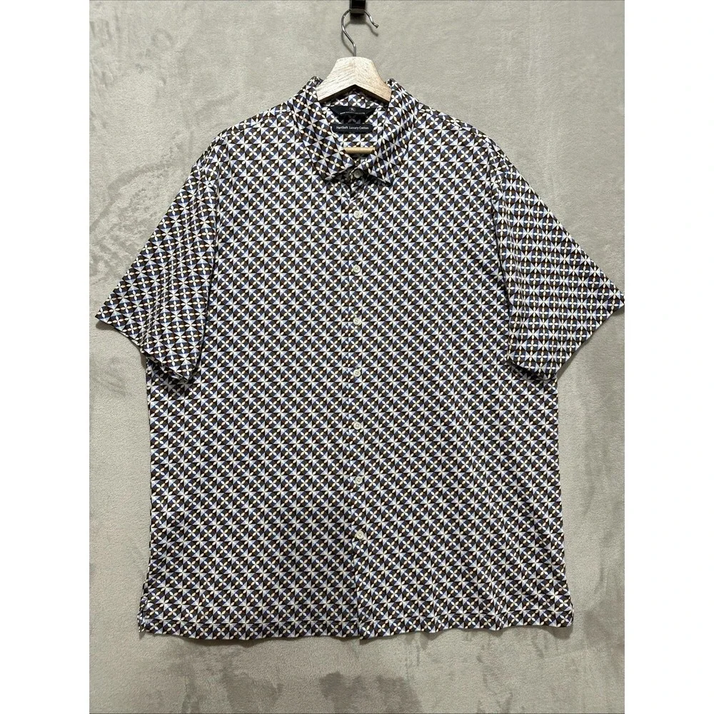 Hart‎ Schaffner Marx HartSoft Luxury Cotton 2XL Polo Golf Short Sleeve Button Up